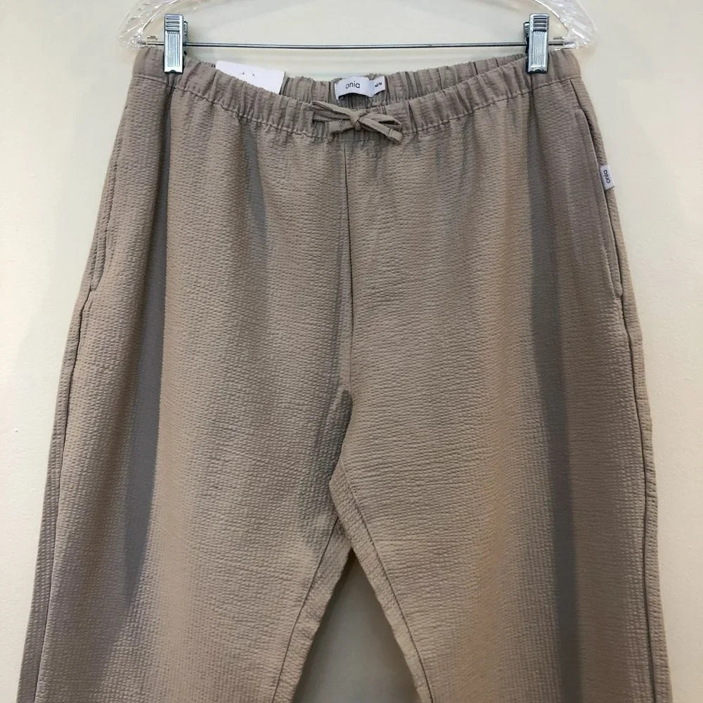 NEW ONIA Seersucker Loose Fitting Drawstring Cream Beach Pants Women's Medium - Picture 4 of 12